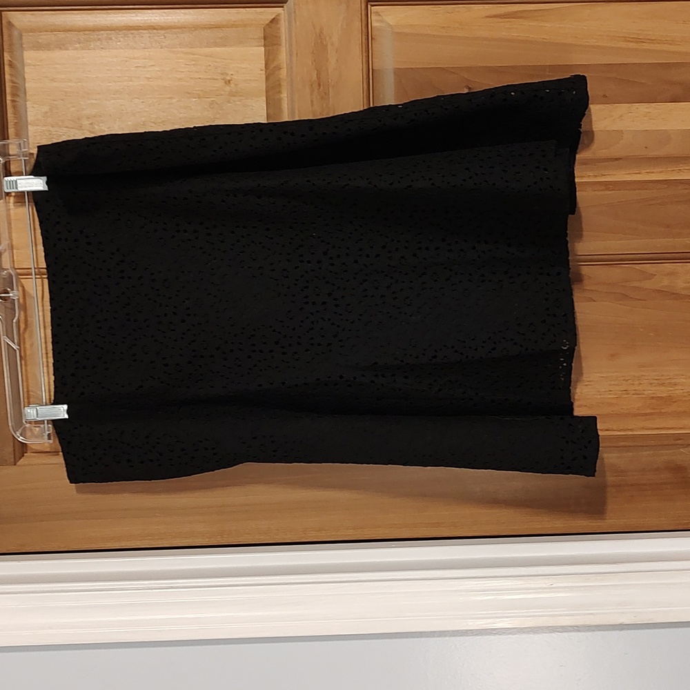 Black flared eyelet skirt, size 16